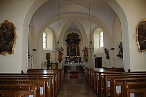 Viehdorf, Pfarrkirche Hll. Petrus und Paulus, Saalkirche, 1749 umgebaut