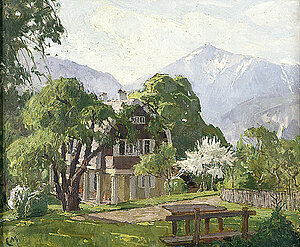 Carl Moll, Semmeringlandschaft mit Villa Mahler, nach 1913