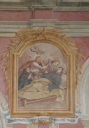 Asparn an der Zaya, Pfarrkirche hl. Pankratius, Antoniuskapelle, Szenen aus dem Leben des hl. antonius von Padua, 4. Viertel 17. Jh.