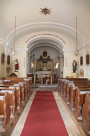 Gutenbrunn, Pfarrkirche Maria Heimsuchung, Blick in den Innenraum, um 1800, Neubau als Schlosskirche