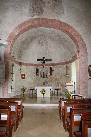 Scheiblingkirchen, Pfarrkirche hl. Maria Magdalena und Rupert, 1130-40 errichtet, 1147 geweiht, Reste der Ausmalung 14. Jh.