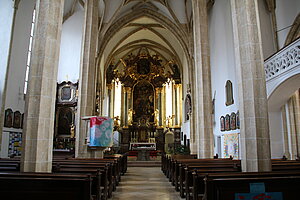 Ybbsitz, Pfarrkirche hl. Johannes der Täufer, spätgotische Hallenkirche, Chor von 1419, Langhaus 1480-96