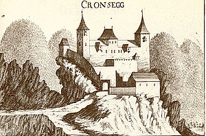 Schiltern, Burg Kronsegg, Kupferstich von Georg Matthäus Vischer, aus: Topographia Archiducatus Austriae Inferioris Modernae, 1672