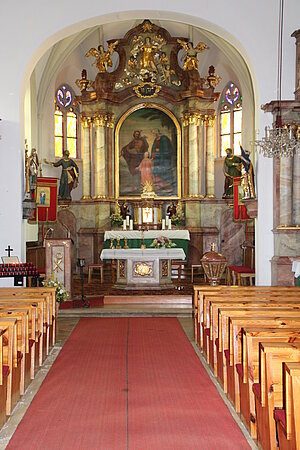 Obritzberg, Pfarrkirche hl. Laurentius, Hochaltar, 2. Viertel 18. Jahrhundert, Altarblatt von 1872