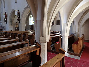Ober-Grafendorf, Pfarrkirche hl. Josef, Gewölbebögen der Orgelempore