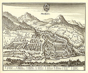 Waidhofen an der Ybbs, Kupferstich von Matthäus Merian, aus: Topographia Provinciarum Austriacarum,  Frankfurt am Main 1679