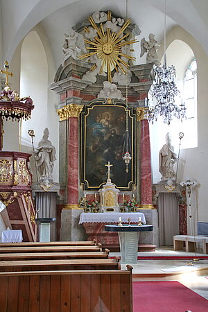 Neuhaus, Pfarrkirche hl. Johannes Nepomuk,  Hochaltar, 2. Viertel 18. Jh.