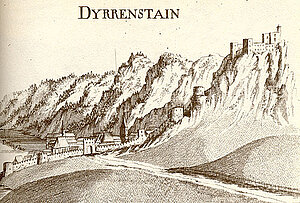 Dürnstein, Kupferstich von Georg Matthäus Vischer, aus: Topographia Archiducatus Austriae Inferioris Modernae, 1672