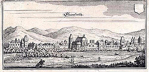 Ebenfurth, Kupferstich von Matthäus Merian, aus: Topographia Provinciarum Austriacarum, Frankfurt am Main 1679
