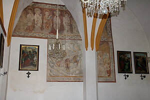 Wiesmath, Pfarrkirche hll. Peter und Paul, Fresken im Langhaus, um 1410-20