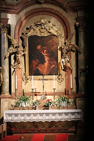 Brunn am Gebirge, Pfarrkirche hl. Kunigunde, Seitenaltar mit hl. Josef, Johann Christoph Brandl, 17. Jh.