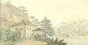 Ender Mauthaus beim Urtelstein, Helenental, Aquarellskizze
