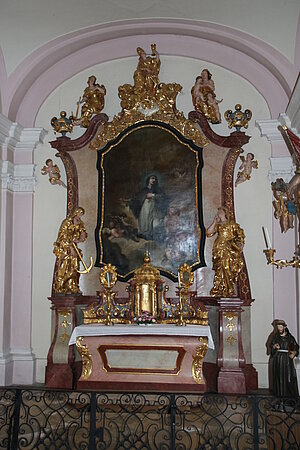 Tulln, Stadtpfarrkirche hl. Stephan, Seitenaltar Glorie des hl. Johannes Nepomuk