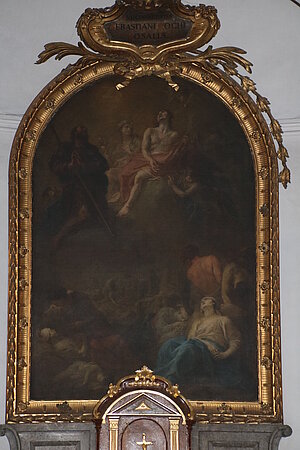 Langenlois, Pfarrkirche hl. Laurentius, Pestaltarbild, Martin Johann Schmidt, 1777