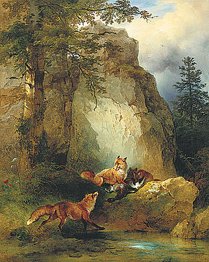 F. Gauermann, Die Fuchsfamilie, 1840