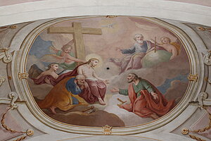 Michelhausen, Pfarrkirche hl. Petrus und Paulus, Freskenausstattung durch Josef von Mölck, 1784 - Petrus und Paulus als Fürbitter vor Christus