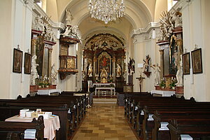 Etsdorf am Kamp, Pfarrkirche hl. Jakobus der Ältere, barocker Saalbau, 1730-33