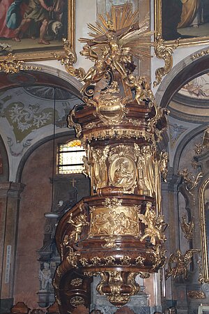 St. Pölten, Dom Mariae Himmelfahrt, Kanzel, 1735-39 errichtet von Hippolyt Nallenburg und Peter Widerin