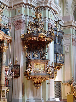 Maria Jeutendorf, Pfarr- und Wallfahrtskirche Schmerzhafte Muttergottes, Hängekanzel, 1735-37